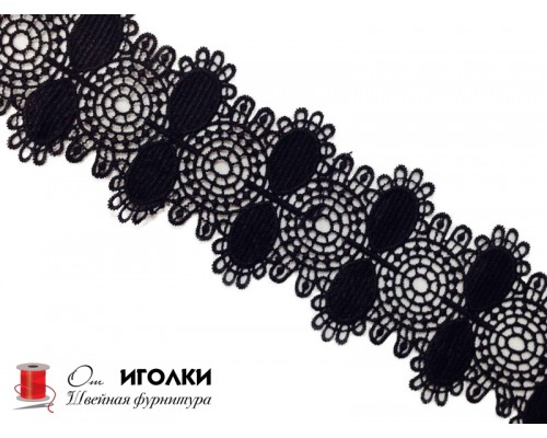 Кружево плетеное шир.9 см арт.TJ10932 цв.черный уп.13,5 м
